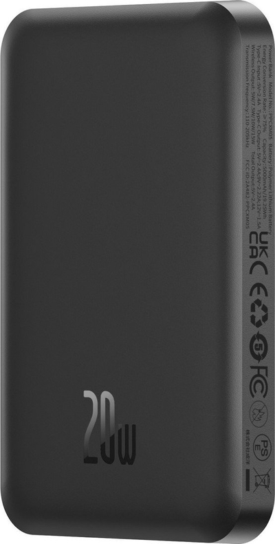 Powerbank Baseus Magnetic Mini, 5000mAh, 20W, црн