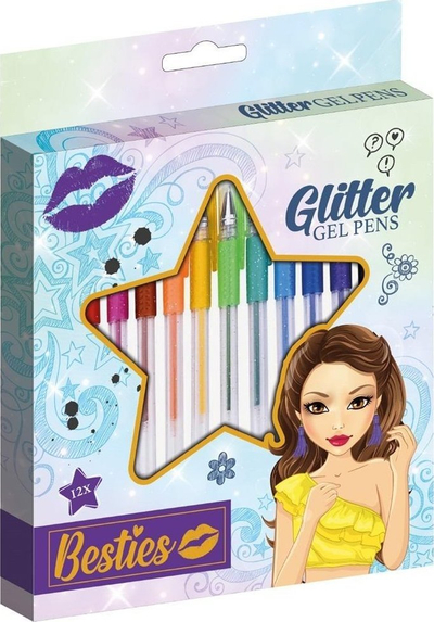 Set stilolapsa xheli Besties Glitter, 12 copë, shumëngjyrëshe