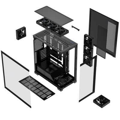 Kuti PC MODECOM Volcano Stellar Plus ARGB, mid tower, 8 ftohës 120mm, e zezë