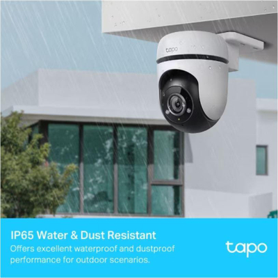Kamerë sigurie e jashtme TP-Link Tapo, 1080p Full HD, Pan Tilt, IP65, e bardhë