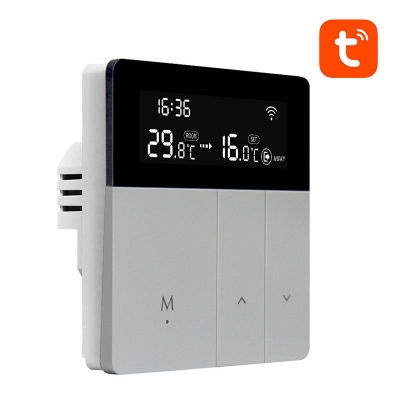 Termostat inteligjent Avatto WT50 për bojler, Wi‑Fi, ekran LCD, gri