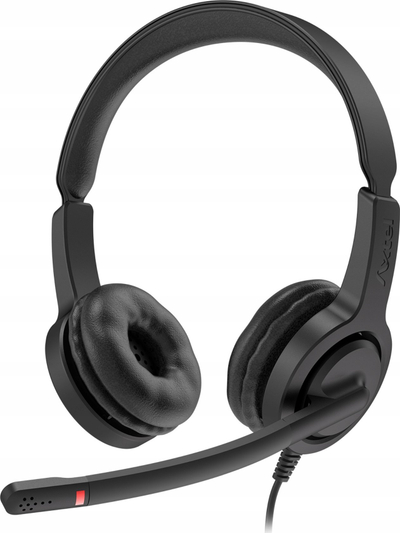 Kufje Axtel V28-35UCD stereo për punë, me mikrofon, USB dhe 3.5 mm, të zeza