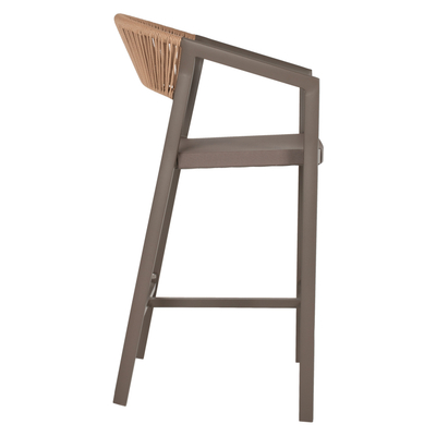Stol bar alumini Miri HM5892.23, 56x58x105 cm, rattan sintetik, ngjyrë champagne