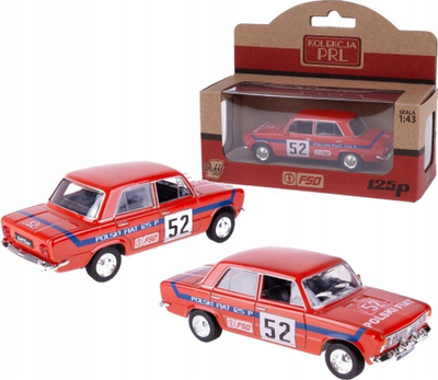 Maket makine Daffi PRL Collection Fiat 125p Rally, shkalla 1:43, i kuq
