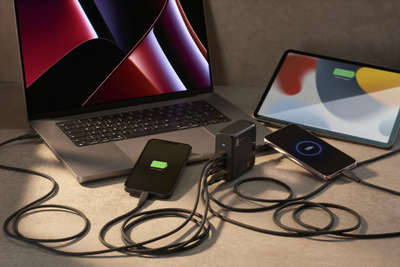 Karikues tavoline Cellularline Multipower Desk, 150W GaN, 4 porta USB, i zi