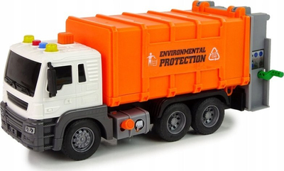 Kamjon lodër plehrash ToyStar Garbage Truck, me drita e zë, me kontejner ngritës, portokalli