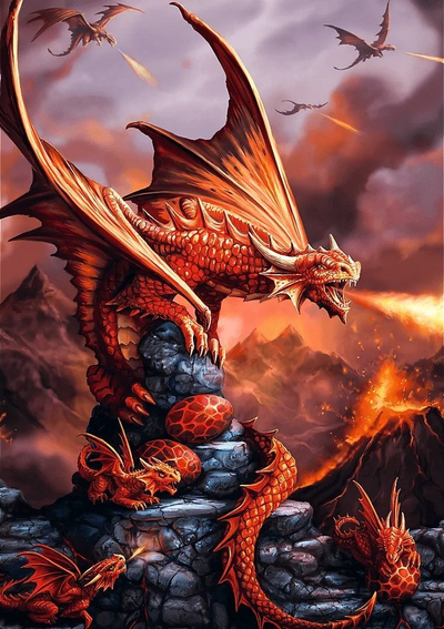 Puzzle Trefl Premium Plus Anne Stokes Fire Dragon, 1000 pjesë, shumëngjyrësh