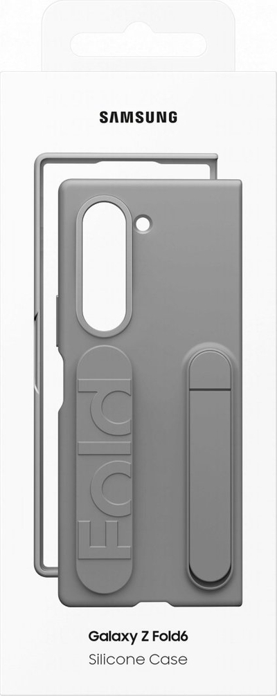 Maskë silikoni Samsung Galaxy Z Fold6, me rrip stand, gri