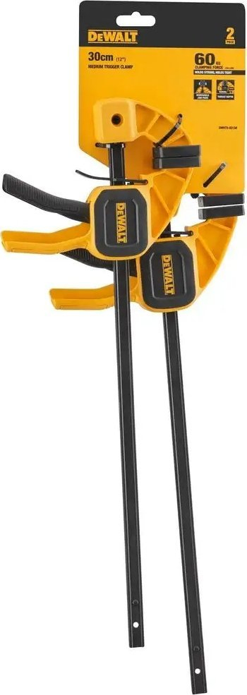 Shtrëngues automatik Dewalt Medium Trigger Clamp, 300mm, set 2 copë, i verdhë e zi