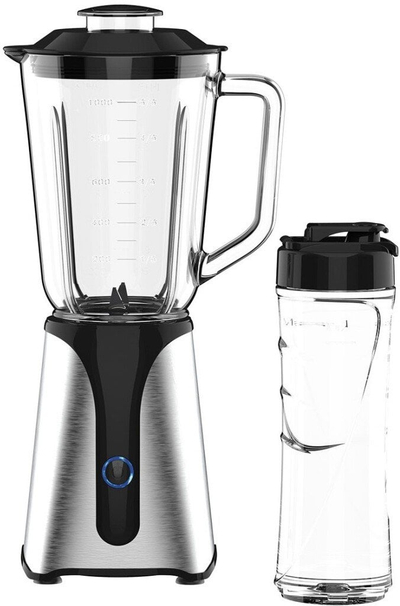 Blender Jocca me enë, kavanoz qelqi 1L, shishe për rrugë 600ml, 4 tehe, i bardhë