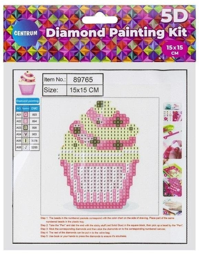 Set mozaiku me diamantë Panta Plast Diamond Mosaic 5D Cupcake, 15x15 cm, shumëngjyrësh