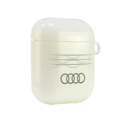 Kuti mbrojtëse Audi IML me dizajn gjeometrik për AirPods, TPU PC, e bardhë