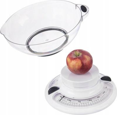 Peshore mekanike për çi të gatu, me ene që hiqet, deri 5 kg, e bardhë