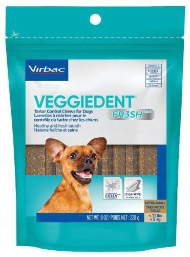 Shkopinj dentarë për qen Virbac Veggiedent Fresh XS, deri 5 kg, vegjetalë, paketim jeshil
