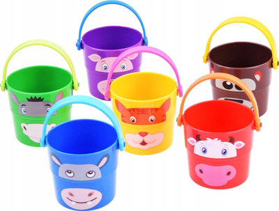 Lodër kova uji Kaichi Zoo Stack Buckets, set me 8 copë, shumëngjyrëshe