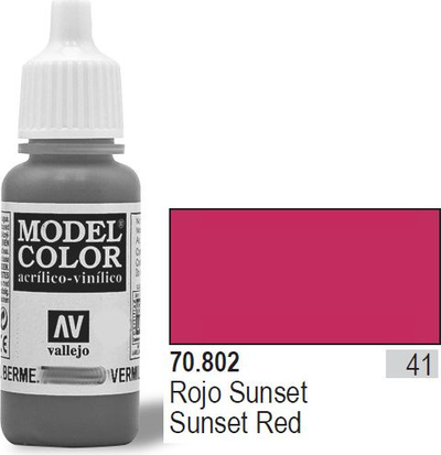 Bojë akrilike Vallejo Model Color Sunset Red, 17ml, mat, e kuqe