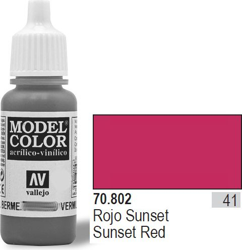 Bojë akrilike Vallejo Model Color Sunset Red, 17ml, mat, e kuqe