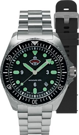 Orë dore Ruhla 4960M5SET NVA Kommando Minentaucher, automatike, 43mm, çelik argjendtë