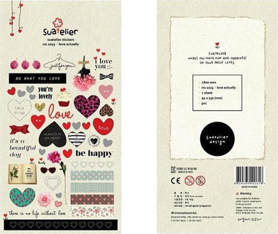 Stickerë dekorativë Suatelier Love, set 4 fletë, stil kawaii, shumëngjyrësh