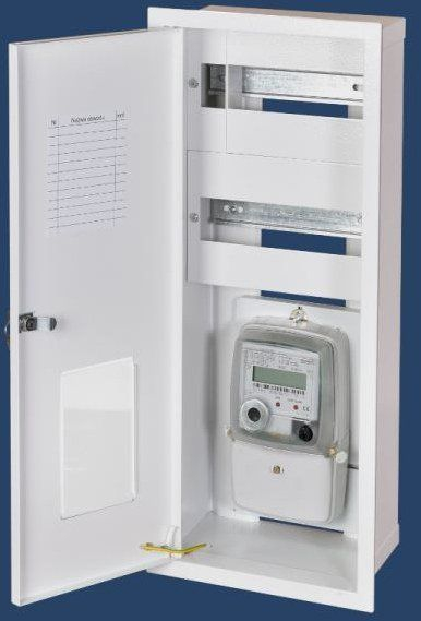 Kabinet elektrik i fshehtë KARWASZ RW-1-P-16 Z, për matës njëfazësh, metalik, i bardhë
