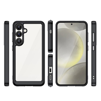 Маска за телефон Hurtel Outer Space за Samsung Galaxy S25 Edge, флексибилна TPU рамка, заден дел PC, црна