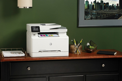 Printer multifunksional HP Color LaserJet Pro M283fdw, me ngjyra, Wi-Fi, i bardhë