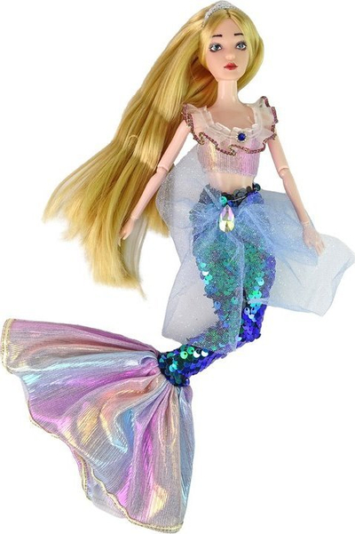 Kукла сирена Emily Mermaid, со аксесоари, опашка што ја менува бојата, зелена