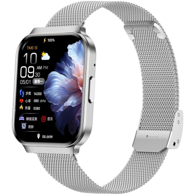 Smartwatch për goca Gravity GT44-4, ekran 1.75", IP68, argjend me rrip të bardhë