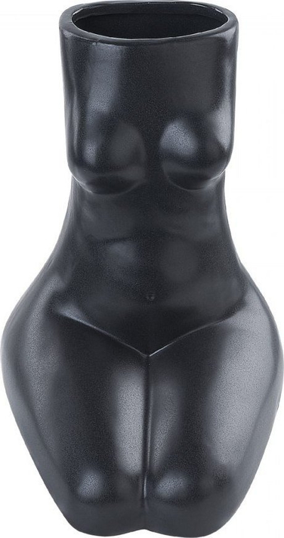 Vazo dekorative Beliani PYRGOS, qeramike 22 cm, e zezë
