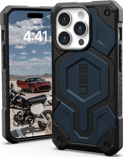 Mbrojtëse telefoni UAG Monarch Pro, për iPhone 15 Pro, MagSafe, blu Mallard