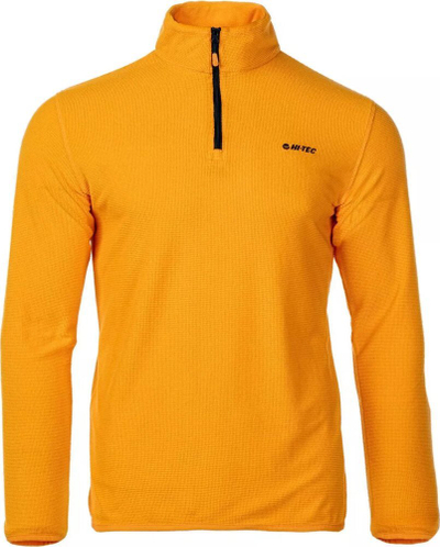 Bluzë fleece për burra Hi-tec Damis II M, jakë e ngritur, zinxhir i shkurtër, portokalli
