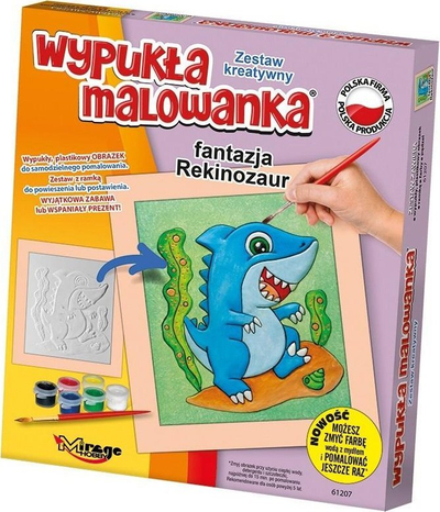 Set pikturimi 3D Mirage Hobby Convex Coloring Fantasy Sharkosaur, me bojëra me bazë uji, për kalamaj 5+