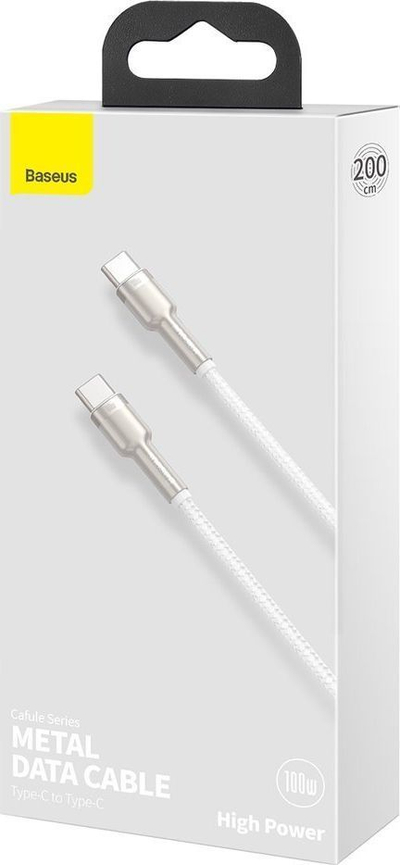Kabllo USB Baseus, USB-C - USB-C, 2 m, e bardhë