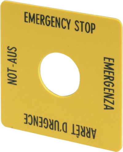 Tabelë përshkrimi Eaton Inscription "Emergency Stop" SQT1, e verdhë