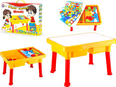 Lodër tavolinë mozaiku 4toys Mosaic, 26 copë, mbi 2 vjeç, e verdhë me të kuqe