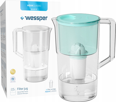 Karafë filtruese uji Wessper AquaClassic Basic, 2.5L, ngjyrë mente