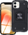 Mbajtëse telefoni për iPhone 12 / 12 Pro, me unazë-stand, kundra goditjeve, e zezë