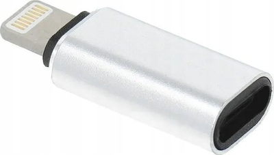 Adapter USB OEM Lightning (mashkull) në USB‑C (femër), metalik, argjendtë