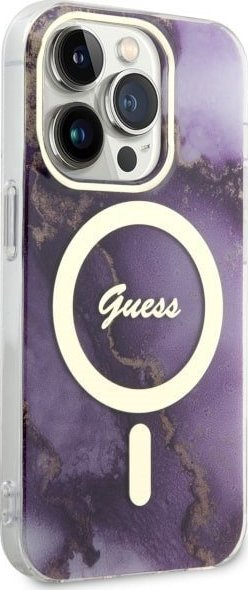 Guaskë për telefon Guess Golden Marble, MagSafe, për iPhone 14 Pro Max, lejla