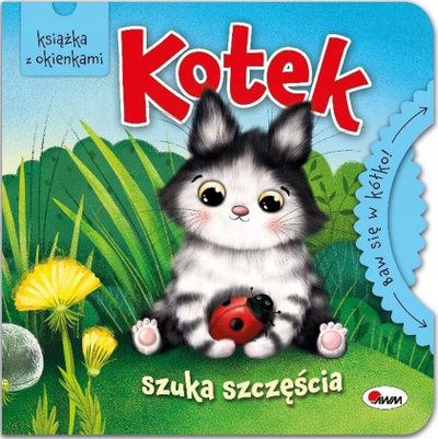 Libër interaktiv për fëmijë Kitten Is Looking for Happiness Play in a Circle, me elemente lëvizëse, me kapakë që hapen, shumëngjyrësh