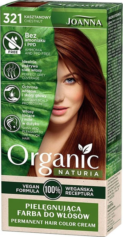 Bojë flokësh Joanna Naturia Organic 321, pa amoniak, Chestnut