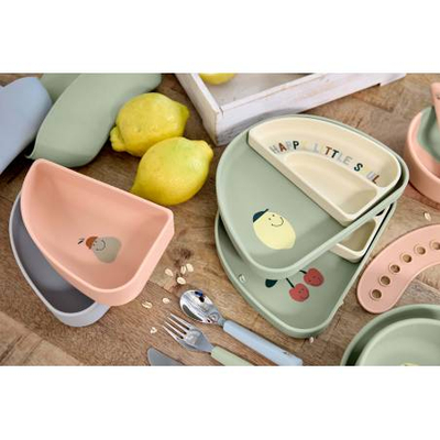 Set pjata silikoni Cherry, 3 copë, antirrëshqitës, shumëngjyrësh