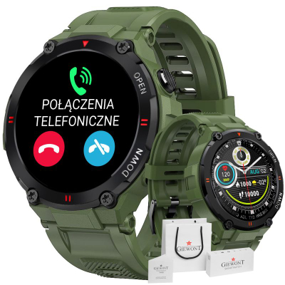 Smartwatch Giewont GW430-3, ekran me ngjyra, i papërshkueshëm nga uji, jeshil