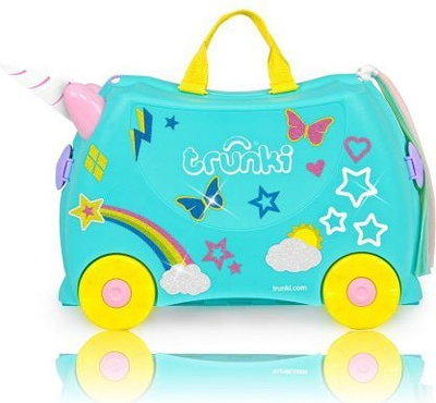 Valixhe për fëmijë Trunki Ride-On Unicorn TRU0109, valixhe hipur, shumëngjyrëshe