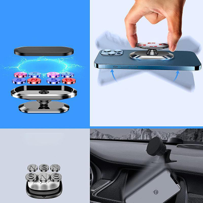 Mbajtëse magnetike makine Joyroom JR-ZS227, vetëngjitëse për panel, rrotullim 360°, ngjyrë argjendi