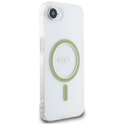 Заштитна маска Guess MagSafe за iPhone 16e, TPU и поликарбонат, транспарентна
