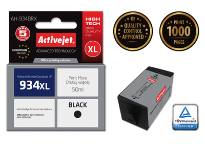 Ngjyrë për printer Activejet AH-934BRX (zëvendësim për HP 934XL C2P23AE), 50 ml, e zezë
