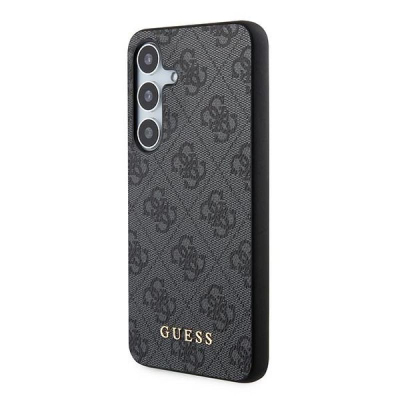 Futrollë telefoni Guess 4G Metal Logo për Samsung Galaxy S24, eco lëkurë, hardcase, e zezë