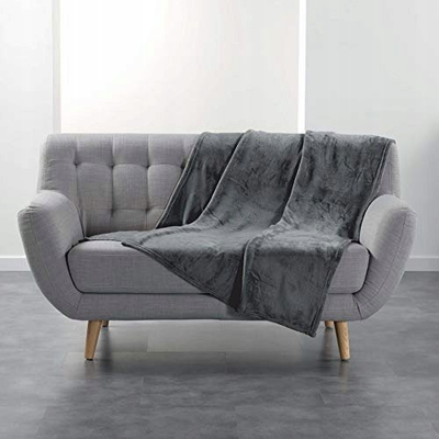 Batanie DOUCEUR D'INTÉRIEUR Flanou, 125 x 150 cm, flanel, gri