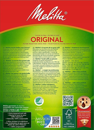 Qese filtri për kafe Melitta Aroma Zones, madhësia 102, 80 copë, kafe